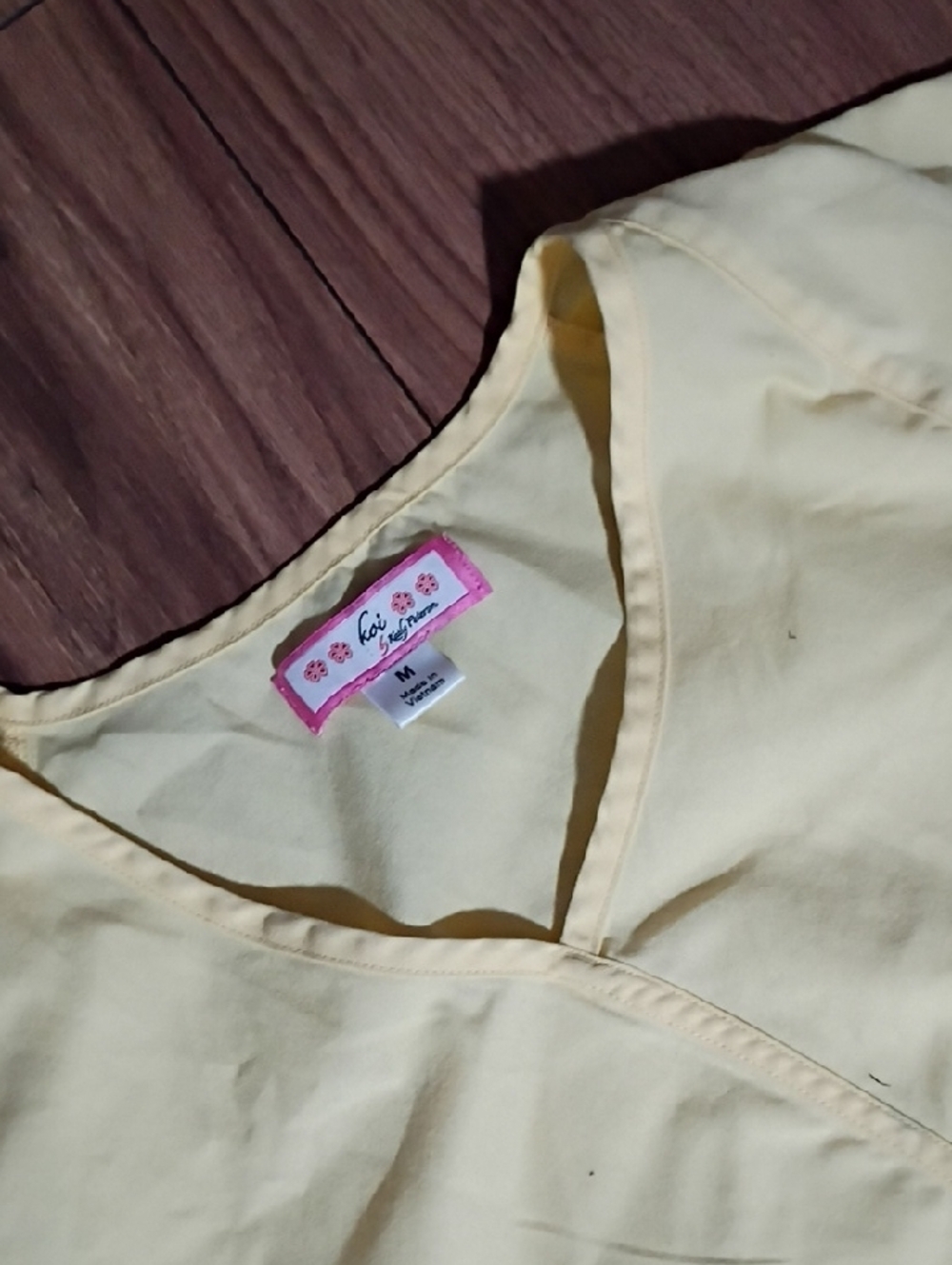 koi Light Yellow Wrap-Style Scrub Top - Picture 4 of 4